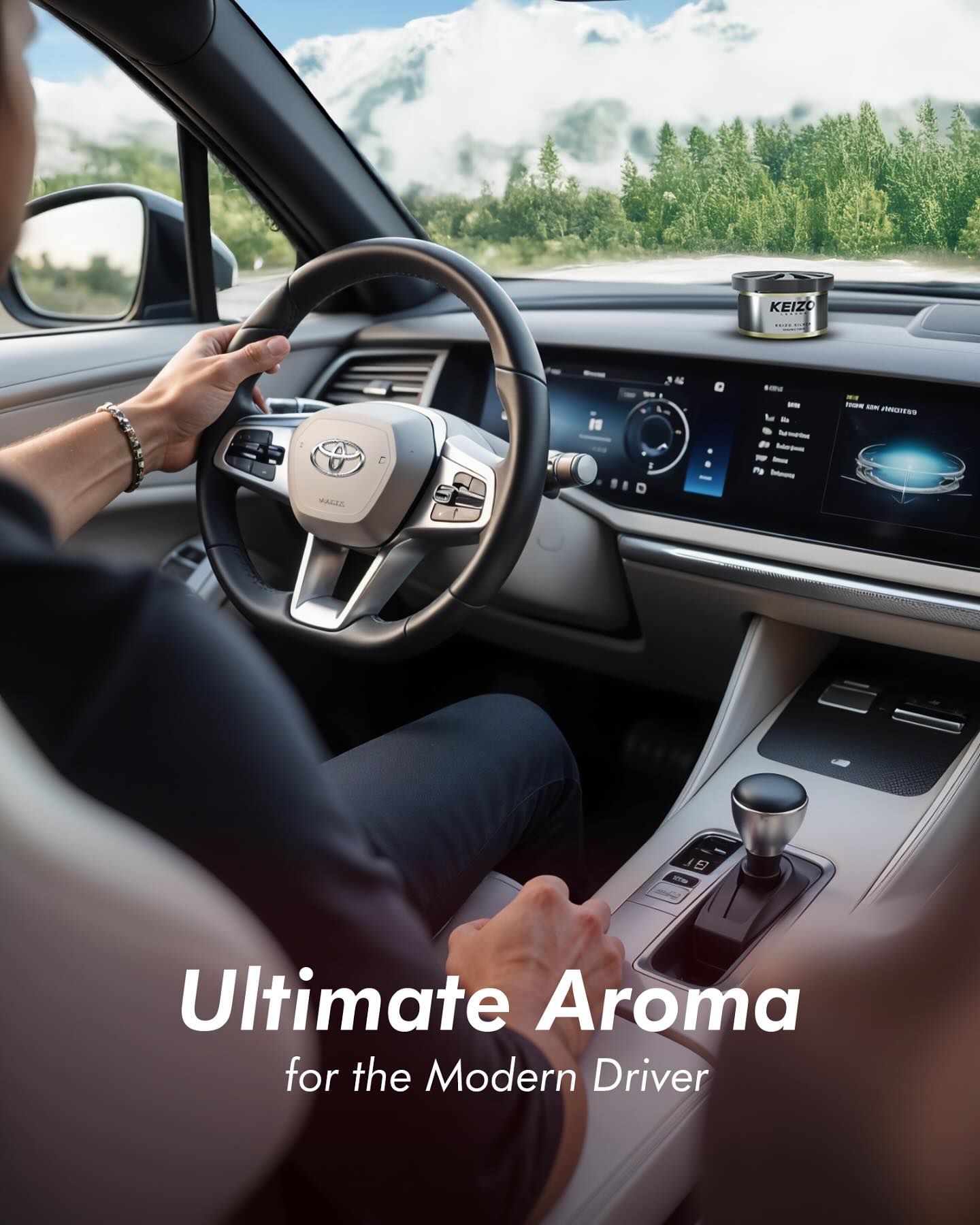 Premium dashboard car perfume Keizo Silver elegant car interior accessory